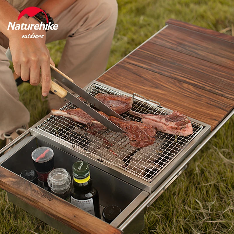 Naturehike-Outdoor BBQ Tools Set, Picnic Barbecue, Oil Brush, Food Tongs, Multifunction Grill Tools, Kitchen Cooking Accessory