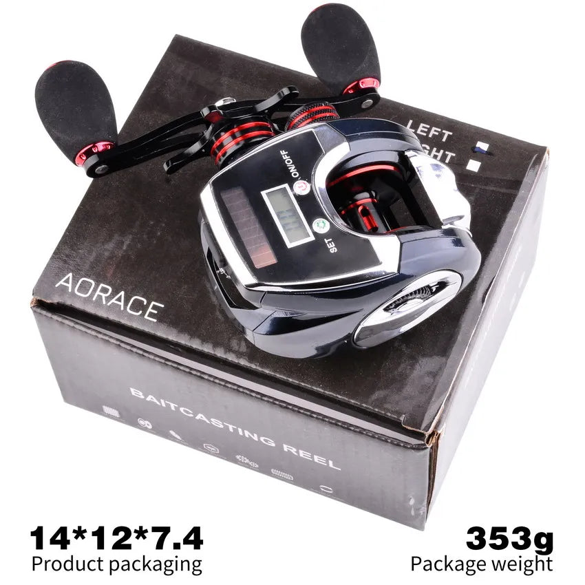 8.0:1 19+1BB Fishing Reel Left / Right Hand Low Profile Line Counter Fishing Tackle Gear with Digital Display Carretilha Pesca