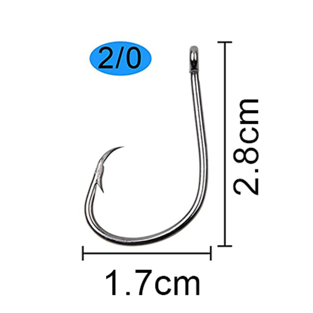 120Pcs Circle Fishing Hooks 1/0-9/0 Saltwater High Carbon Steel Fishhooks Jig Bait Rigs Catfish Octopus Barbed Hooks Tackle