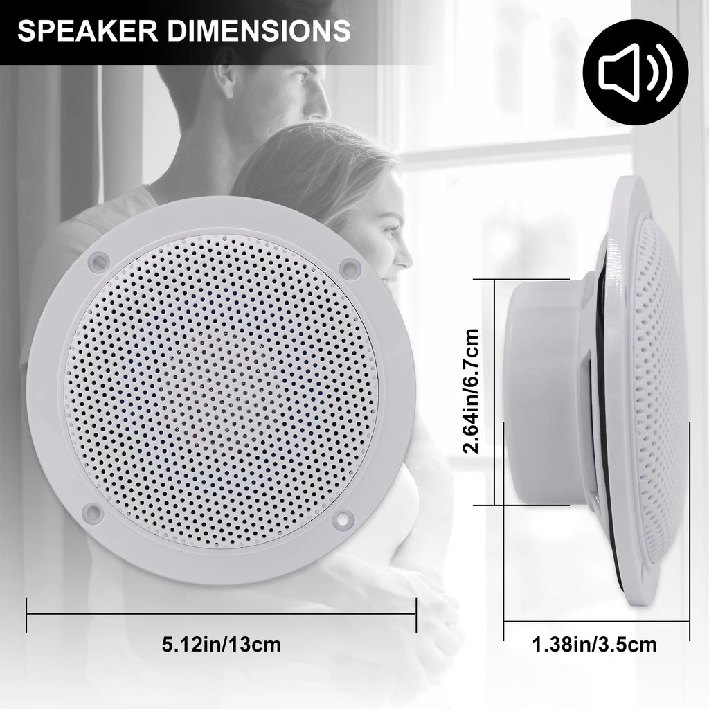 Herdio 4Pcs 320W Wall In Ceiling Speakers Full-Range 4" Bluetooth Loudspeakers Stereo Audio Speaker Bathroom Store Hotel Speaker