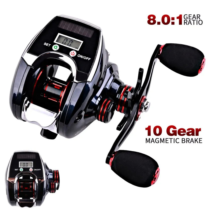 8.0:1 19+1BB Fishing Reel Left / Right Hand Low Profile Line Counter Fishing Tackle Gear with Digital Display Carretilha Pesca