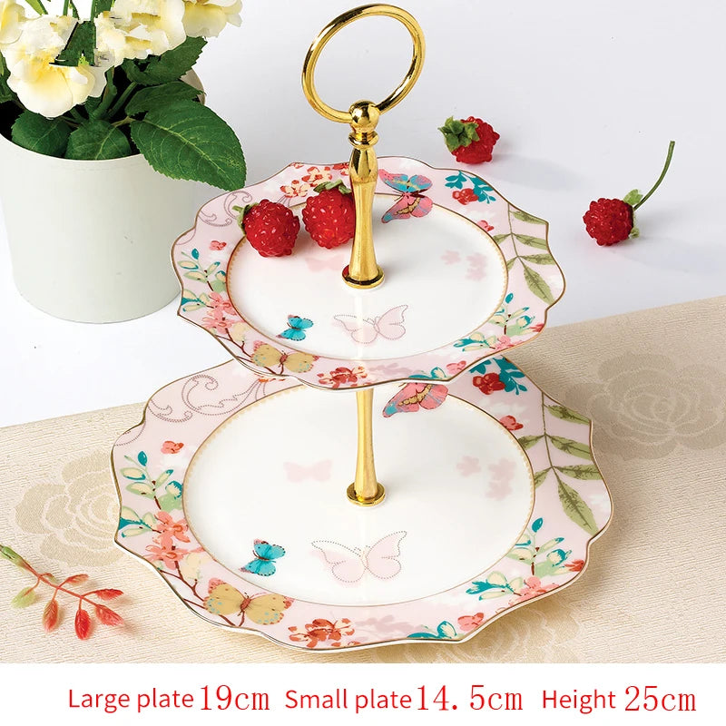 Ceramic Plate Set Glazes Party Flora Tableware Set Porcelain Breakfast Dessert Plates Dishes Noodle Bowl Coffee Cup Home Decor