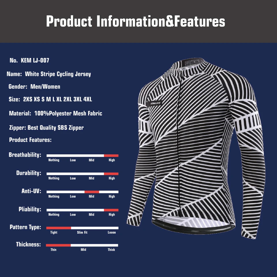 KEMALOCE Autumn Full Sleeves Cycling Jersey Wear Summer Men Bicycle Shirts Cheap Quick Dry Bike Jersey Sports Long Cycling Shirt