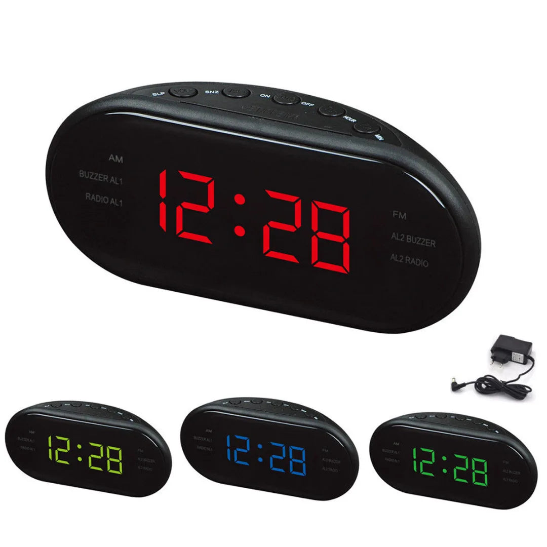 LED Digital Alarm Clock AM/FM Radio with Dual Alarms Sleep & Snooze Function Outlet Powered Big Digit Display for Bedroom
