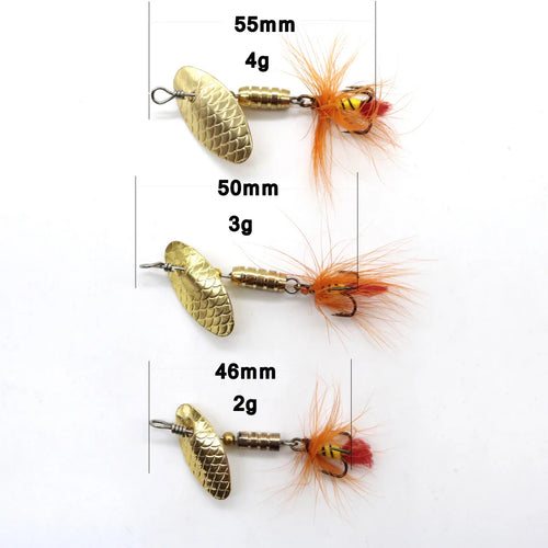 1pcs Spinner Spoon Lures  2g 3g 4g Rotating metal sequins bait treble Hooks  Crankbait Hard Baits artificial Fishing Lure Tackle
