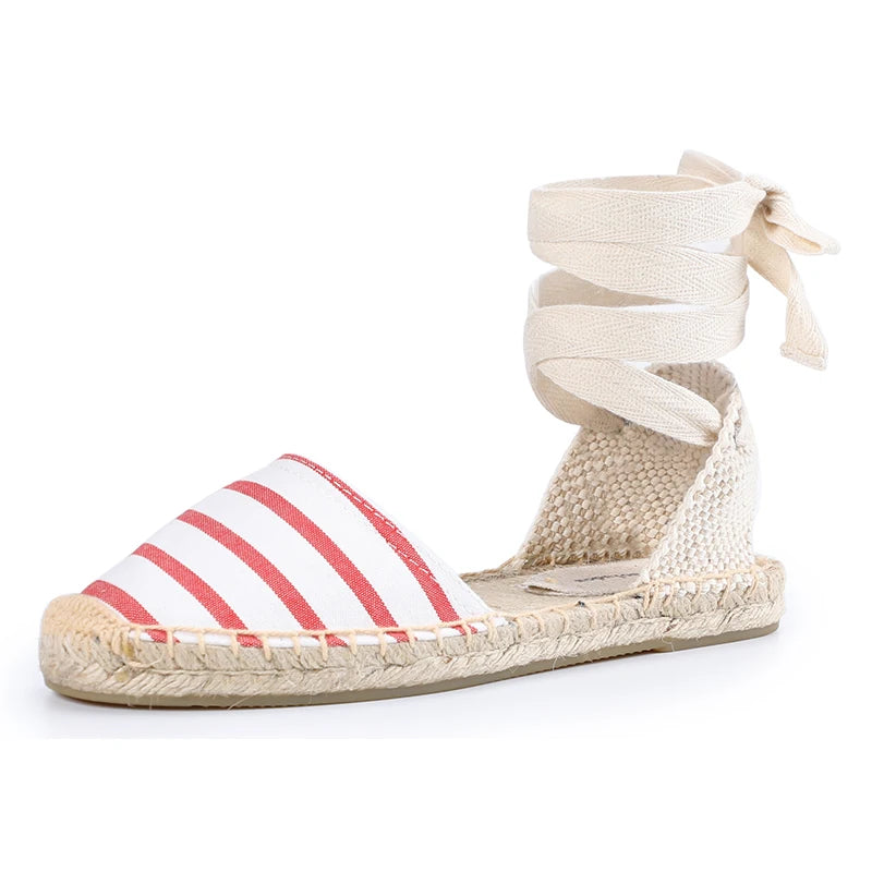 Sapatos Mulher Sandals Summer Womens Espadrilles Rubber Sole Flatform Cross-strap Casual Lace-up Gingham Fashion Flat With