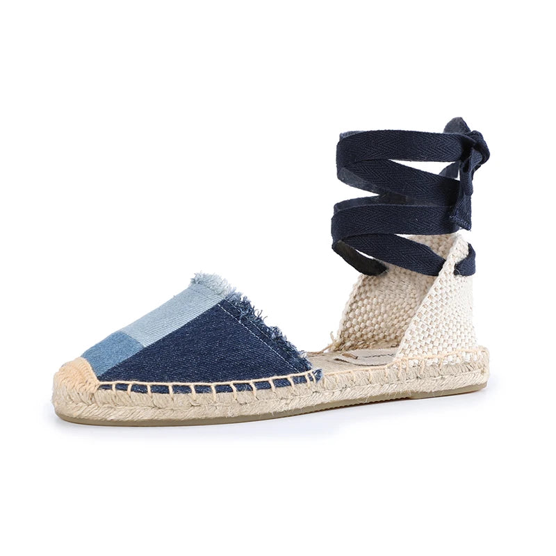 Sapatos Mulher Sandals Summer Womens Espadrilles Rubber Sole Flatform Cross-strap Casual Lace-up Gingham Fashion Flat With
