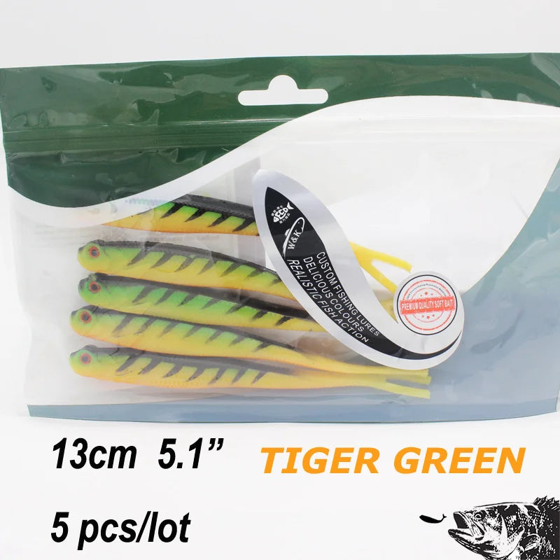 Fishing Tackle   13 cm Soft Fishing Lure   Drop Shot Rig Worm Bait  5 pcs pk  Pin Tail and Fork Tail Soft Bait