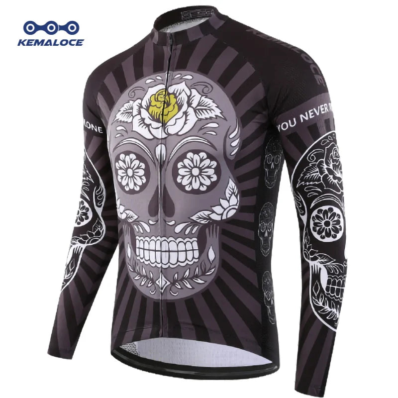 KEMALOCE Autumn Full Sleeves Cycling Jersey Wear Summer Men Bicycle Shirts Cheap Quick Dry Bike Jersey Sports Long Cycling Shirt