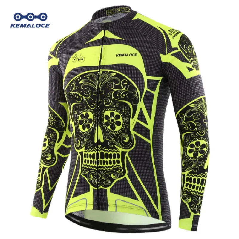 KEMALOCE Autumn Full Sleeves Cycling Jersey Wear Summer Men Bicycle Shirts Cheap Quick Dry Bike Jersey Sports Long Cycling Shirt
