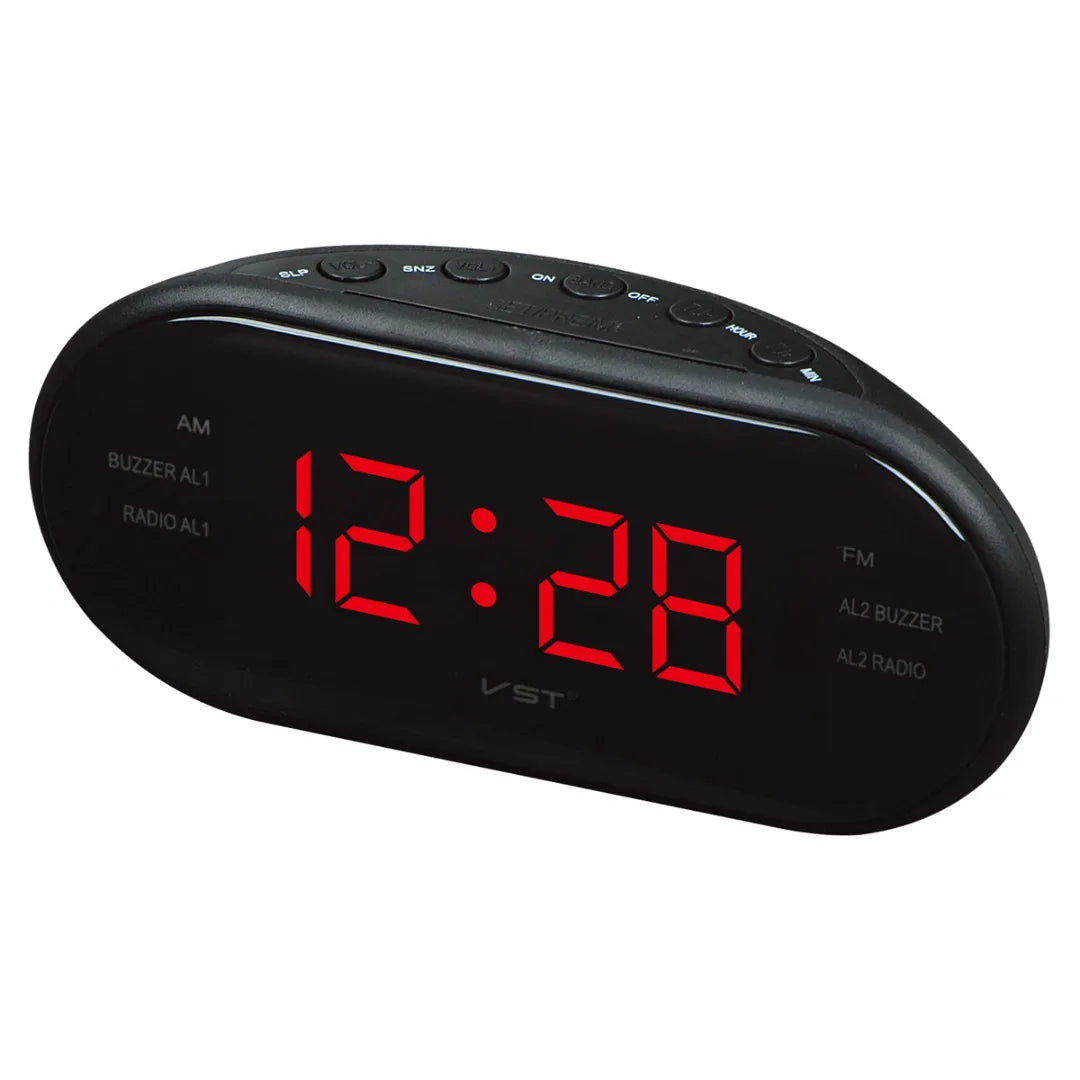LED Digital Alarm Clock AM/FM Radio with Dual Alarms Sleep & Snooze Function Outlet Powered Big Digit Display for Bedroom