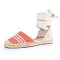 Sapatos Mulher Sandals Summer Womens Espadrilles Rubber Sole Flatform Cross-strap Casual Lace-up Gingham Fashion Flat With