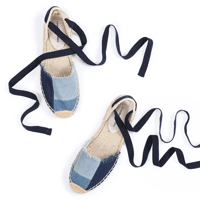 Sapatos Mulher Sandals Summer Womens Espadrilles Rubber Sole Flatform Cross-strap Casual Lace-up Gingham Fashion Flat With