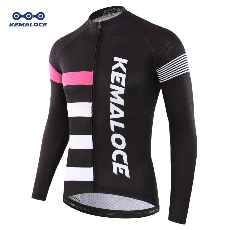 KEMALOCE Autumn Full Sleeves Cycling Jersey Wear Summer Men Bicycle Shirts Cheap Quick Dry Bike Jersey Sports Long Cycling Shirt