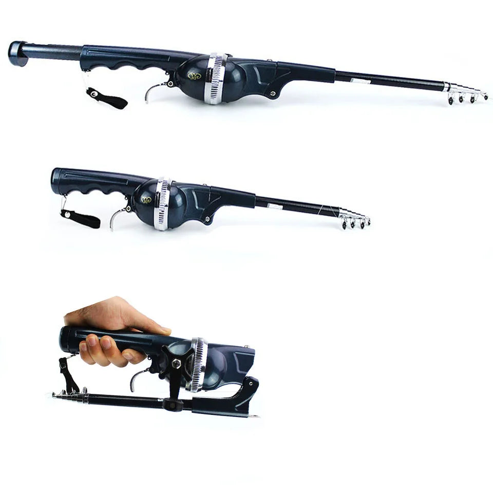 134CM Telescopic Mini Fishing Rod Folding Pole Fiberglass Reel Lure Fishing Spinning Rod Fish Tackle Set Line Tackle
