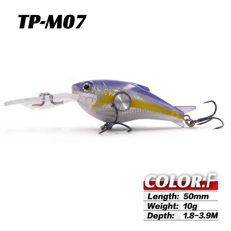 TacklePRO M07 Crankbait Fishing Lure Floating Minnow 50mm 10g 1.8-3.9M 1PC Bait Hard Saltwater Fishing Tackle Deep Diving