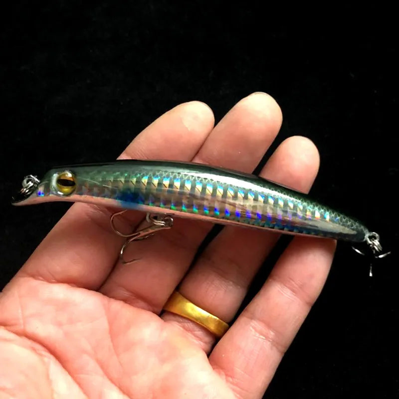 Seawater Fishing Dive Minnow 0.2-0.5m Artificial Lures Hard Bait 10.5cm 12cm  Bass Lure Laser Bright