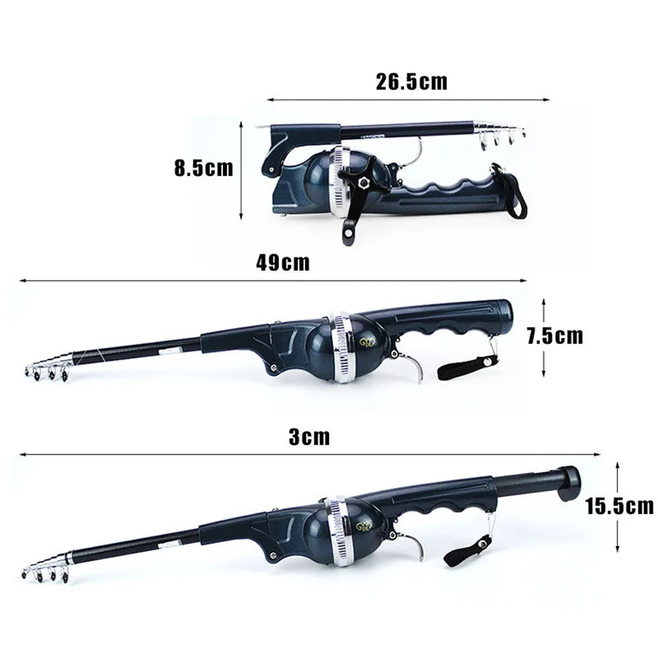 134CM Telescopic Mini Fishing Rod Folding Pole Fiberglass Reel Lure Fishing Spinning Rod Fish Tackle Set Line Tackle
