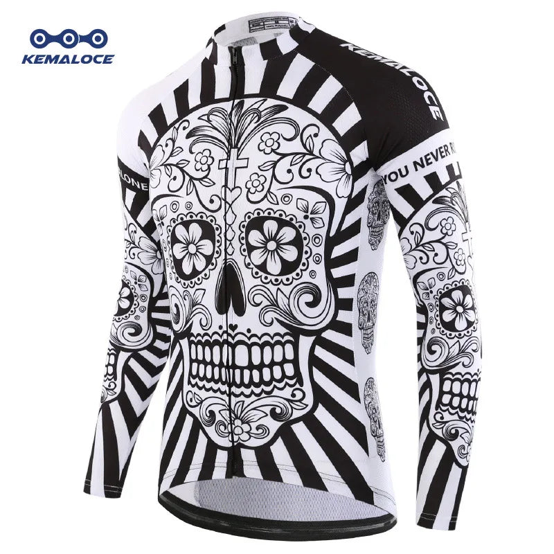 KEMALOCE Autumn Full Sleeves Cycling Jersey Wear Summer Men Bicycle Shirts Cheap Quick Dry Bike Jersey Sports Long Cycling Shirt