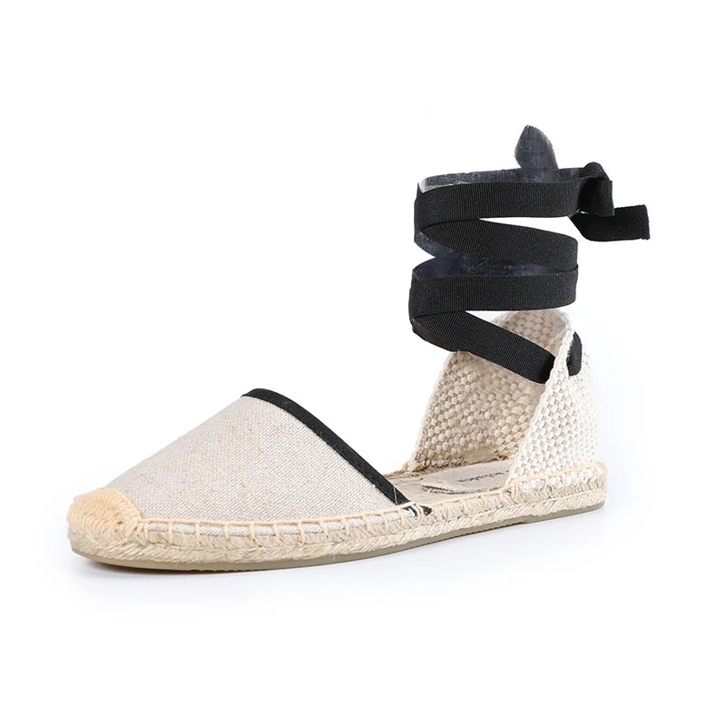 Sapatos Mulher Sandals Summer Womens Espadrilles Rubber Sole Flatform Cross-strap Casual Lace-up Gingham Fashion Flat With