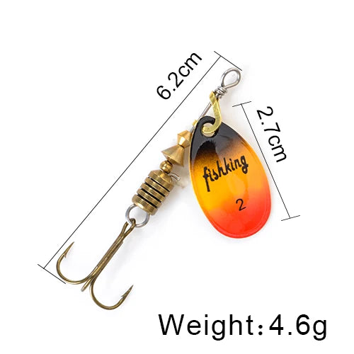 NGB Spinner Bait 3.9g 4.6g 7.4g 10.8g 15g Rotating Spinners Spoon Lures pike Metal With Treble Hooks Fishing Lure