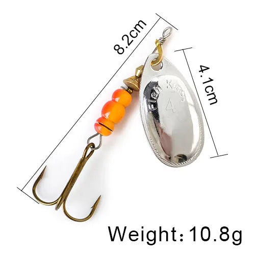 NGB Spinner Bait 3.9g 4.6g 7.4g 10.8g 15g Rotating Spinners Spoon Lures pike Metal With Treble Hooks Fishing Lure
