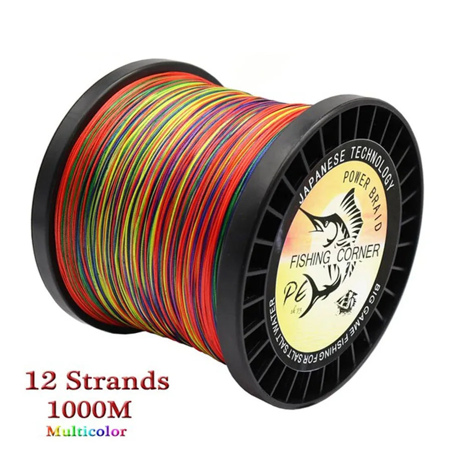 12 Strands Braided Fishing Line 300mm 500m PE Multifilament Multicolor Line Super Strong Japan Fish Line Saltwater Fishing Wire