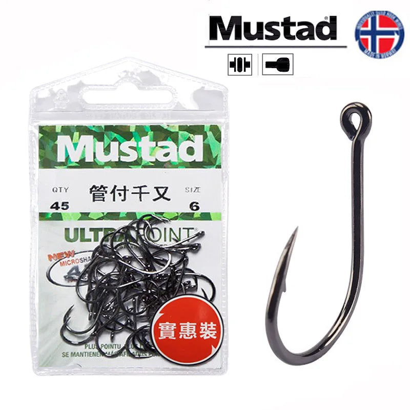 Fishing Hooks Mustad Strength Stream Seapole High Carbon Steel Barbed Hook with Ring Pesca Fishhooks HOT