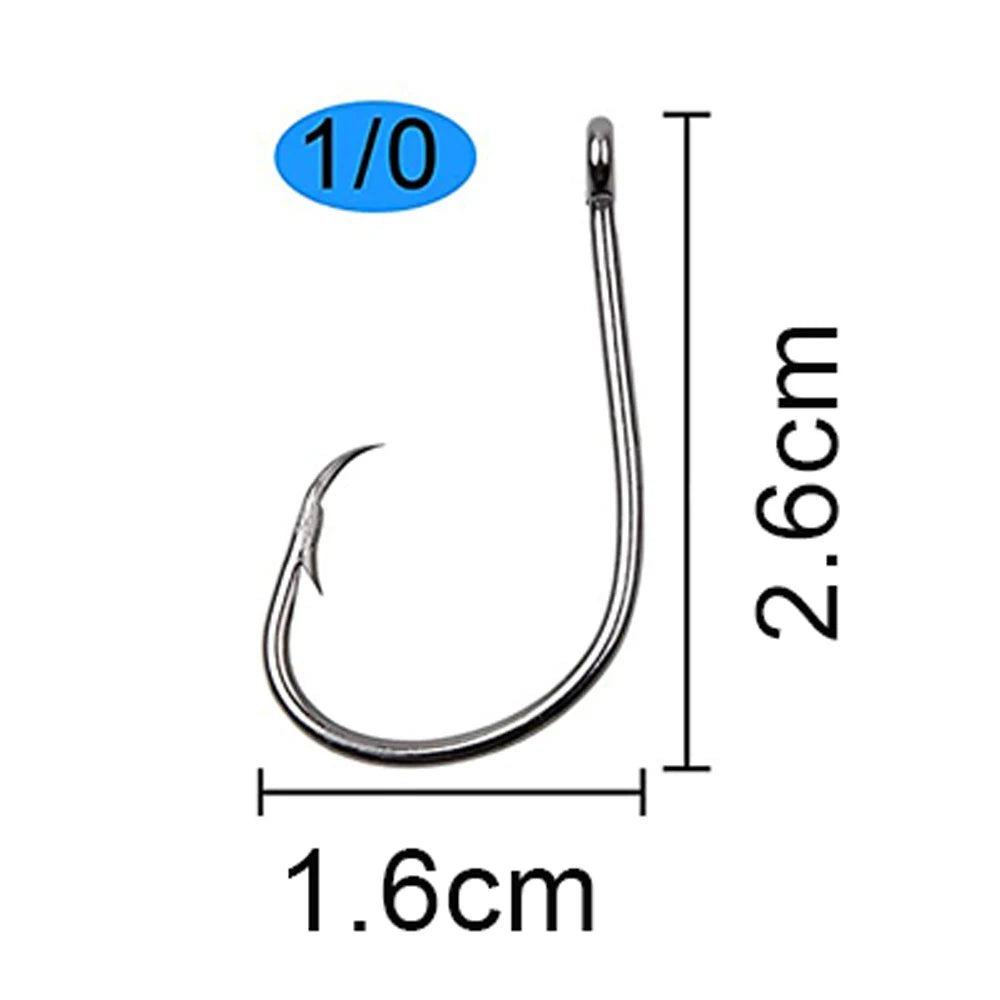 120Pcs Circle Fishing Hooks 1/0-9/0 Saltwater High Carbon Steel Fishhooks Jig Bait Rigs Catfish Octopus Barbed Hooks Tackle