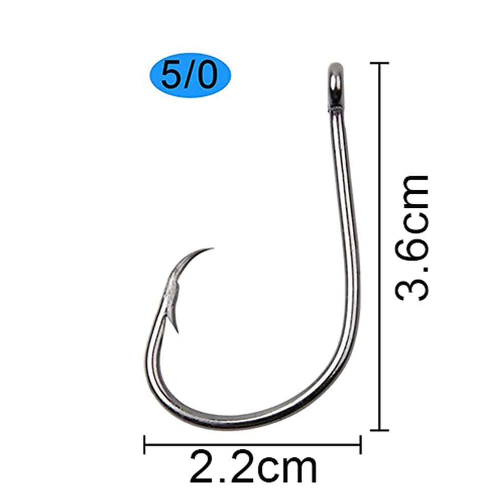 120Pcs Circle Fishing Hooks 1/0-9/0 Saltwater High Carbon Steel Fishhooks Jig Bait Rigs Catfish Octopus Barbed Hooks Tackle