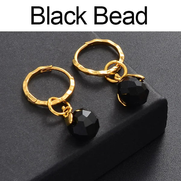 Anniyo Small Stone Earrings for Girls Women With Spring Ring Gold Color Mini Earring Marshallese Micronesia Jewelry #138806