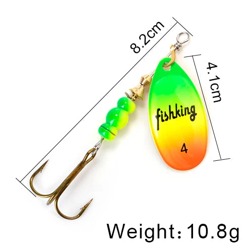 NGB Spinner Bait 3.9g 4.6g 7.4g 10.8g 15g Rotating Spinners Spoon Lures pike Metal With Treble Hooks Fishing Lure