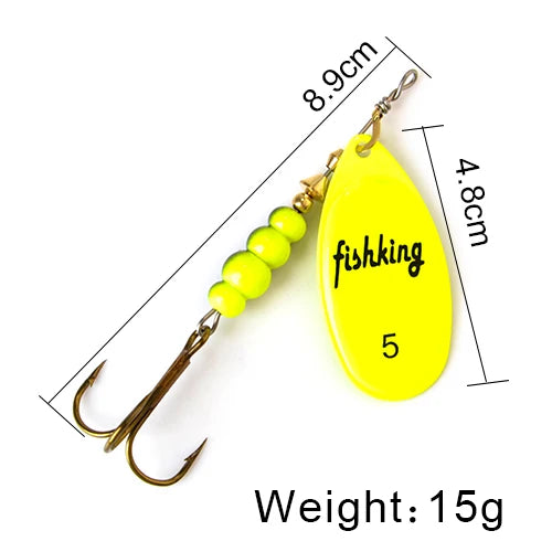 NGB Spinner Bait 3.9g 4.6g 7.4g 10.8g 15g Rotating Spinners Spoon Lures pike Metal With Treble Hooks Fishing Lure