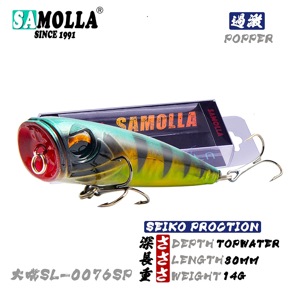Poppers Fishing Lure Weights 14g Tackle 2021 Accessories Wobblers Goods Artificial Bait Top Water For Pike Fish Double Hooks