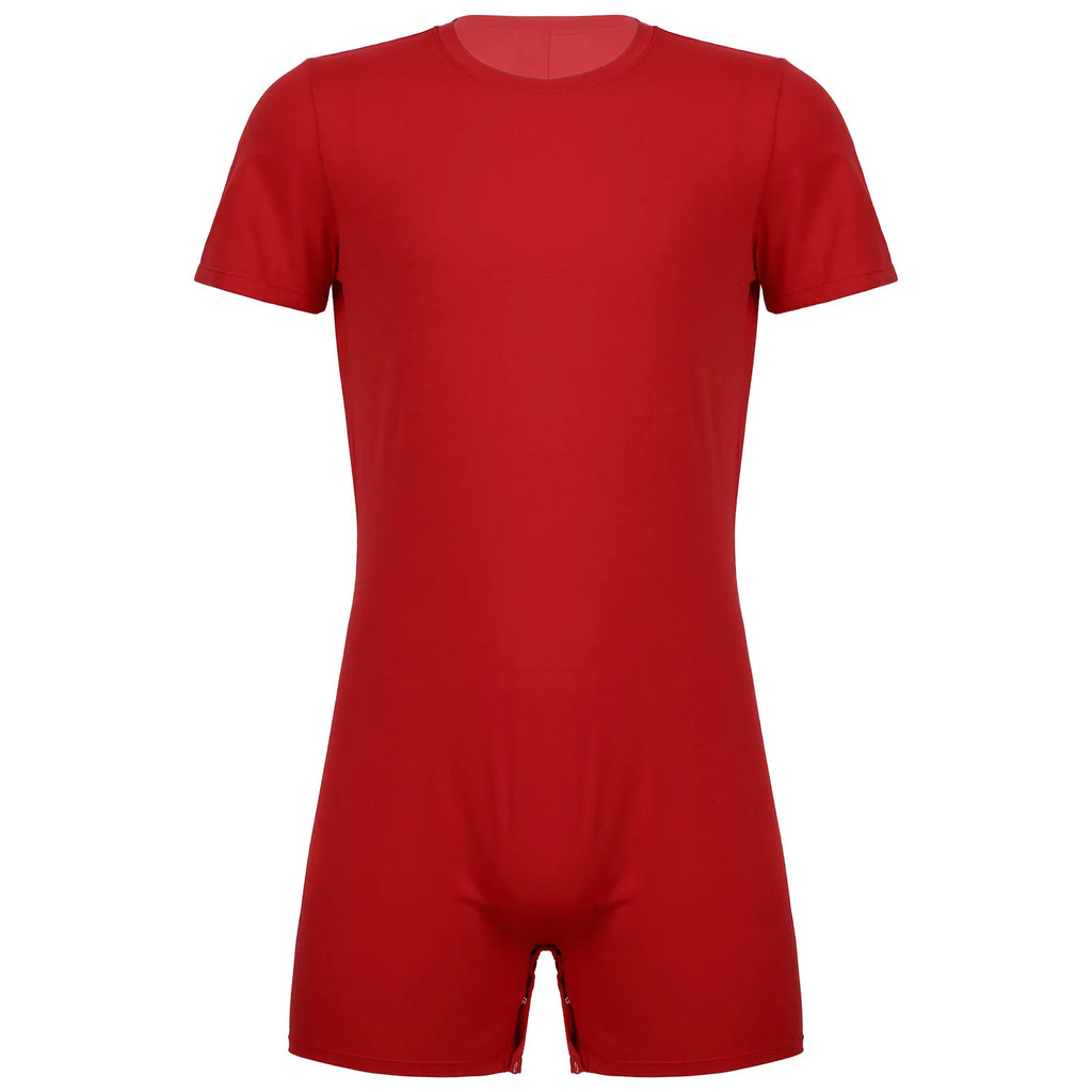 Mens Swimsuit Round Neck Short Sleeve Jumpsuit Swimwear Casual Invisible Zipper One-pieces Rompers Playsuits Summer Sportswear