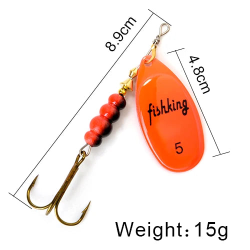 NGB Spinner Bait 3.9g 4.6g 7.4g 10.8g 15g Rotating Spinners Spoon Lures pike Metal With Treble Hooks Fishing Lure