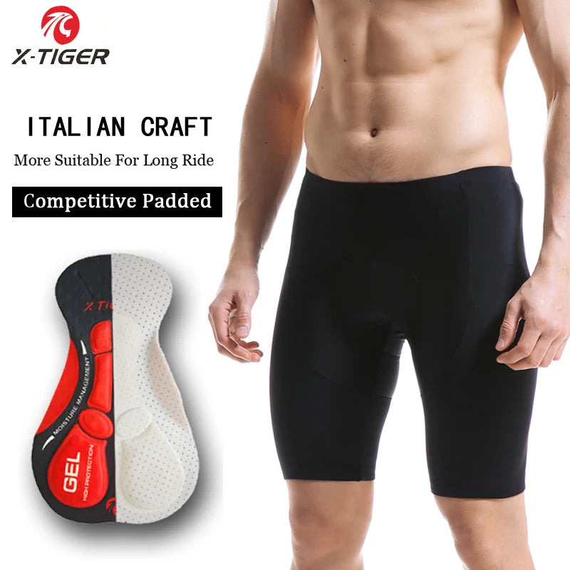 X-TIGER Men Cycling Shorts MTB Shockproof Bike Shorts Summer Breathable Bicycle Shorts With Coolmax 5D Gel Padded Bib Tights