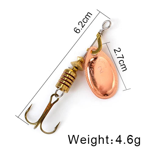 NGB Spinner Bait 3.9g 4.6g 7.4g 10.8g 15g Rotating Spinners Spoon Lures pike Metal With Treble Hooks Fishing Lure