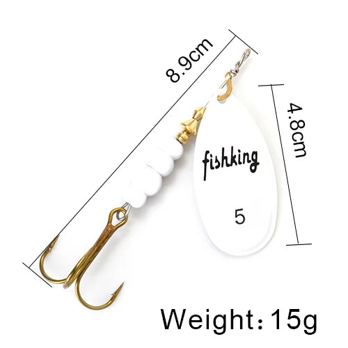 NGB Spinner Bait 3.9g 4.6g 7.4g 10.8g 15g Rotating Spinners Spoon Lures pike Metal With Treble Hooks Fishing Lure