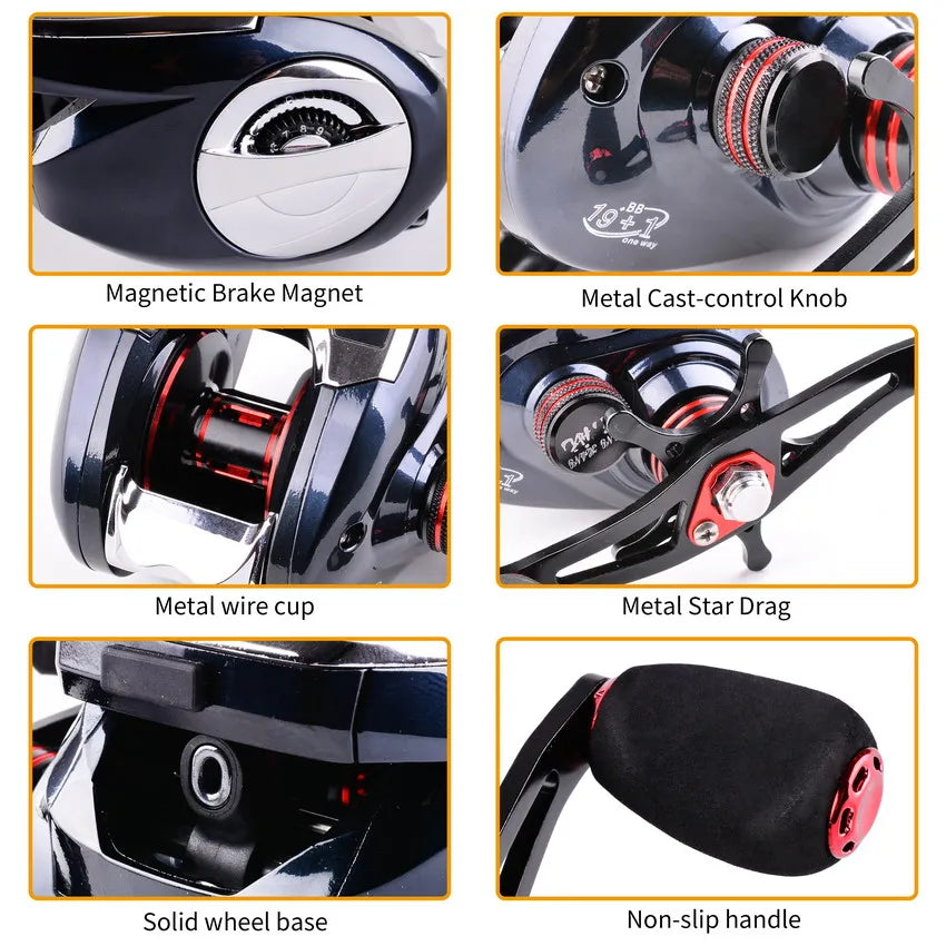 8.0:1 19+1BB Fishing Reel Left / Right Hand Low Profile Line Counter Fishing Tackle Gear with Digital Display Carretilha Pesca