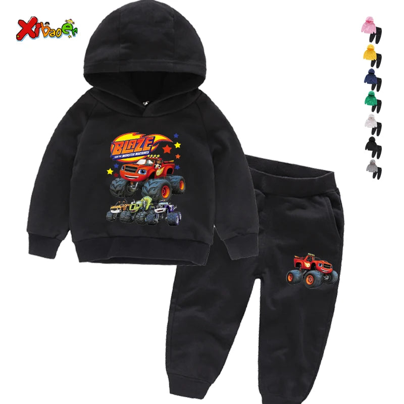 Clothing Sets Children 2 3 4 5 6 7Years Boys Tracksuits Blaze and The Monster Machines  Sport Suits Hoodies Top +Pants 2pcs Set