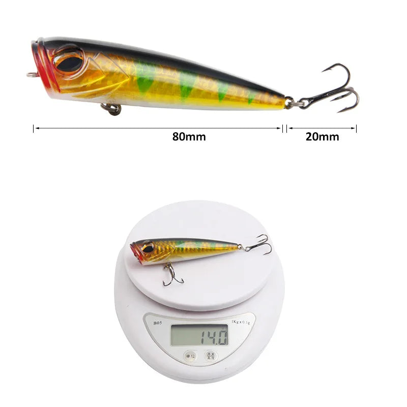 Poppers Fishing Lure Weights 14g Tackle 2021 Accessories Wobblers Goods Artificial Bait Top Water For Pike Fish Double Hooks