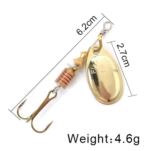 NGB Spinner Bait 3.9g 4.6g 7.4g 10.8g 15g Rotating Spinners Spoon Lures pike Metal With Treble Hooks Fishing Lure