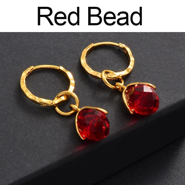 Anniyo Small Stone Earrings for Girls Women With Spring Ring Gold Color Mini Earring Marshallese Micronesia Jewelry #138806