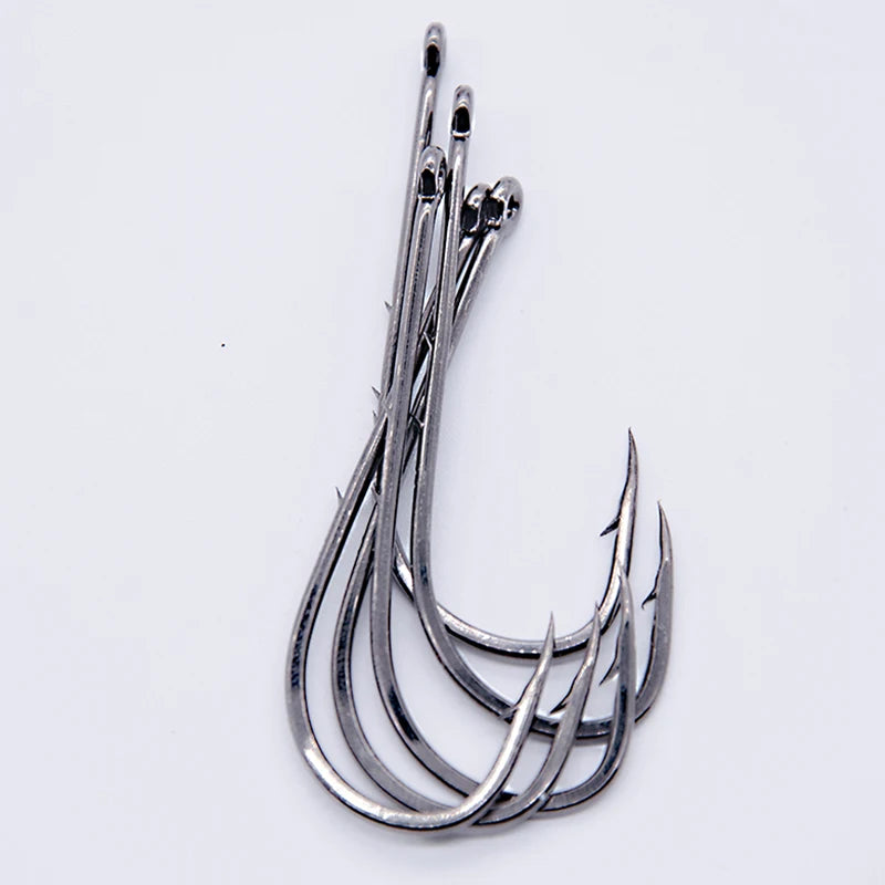 50pcs/lot Long Shank Fishing Hook For Fishing Live Bait With Double Bait Keeper Barbs High Carbon Steel With Anti-rust Fishhooks