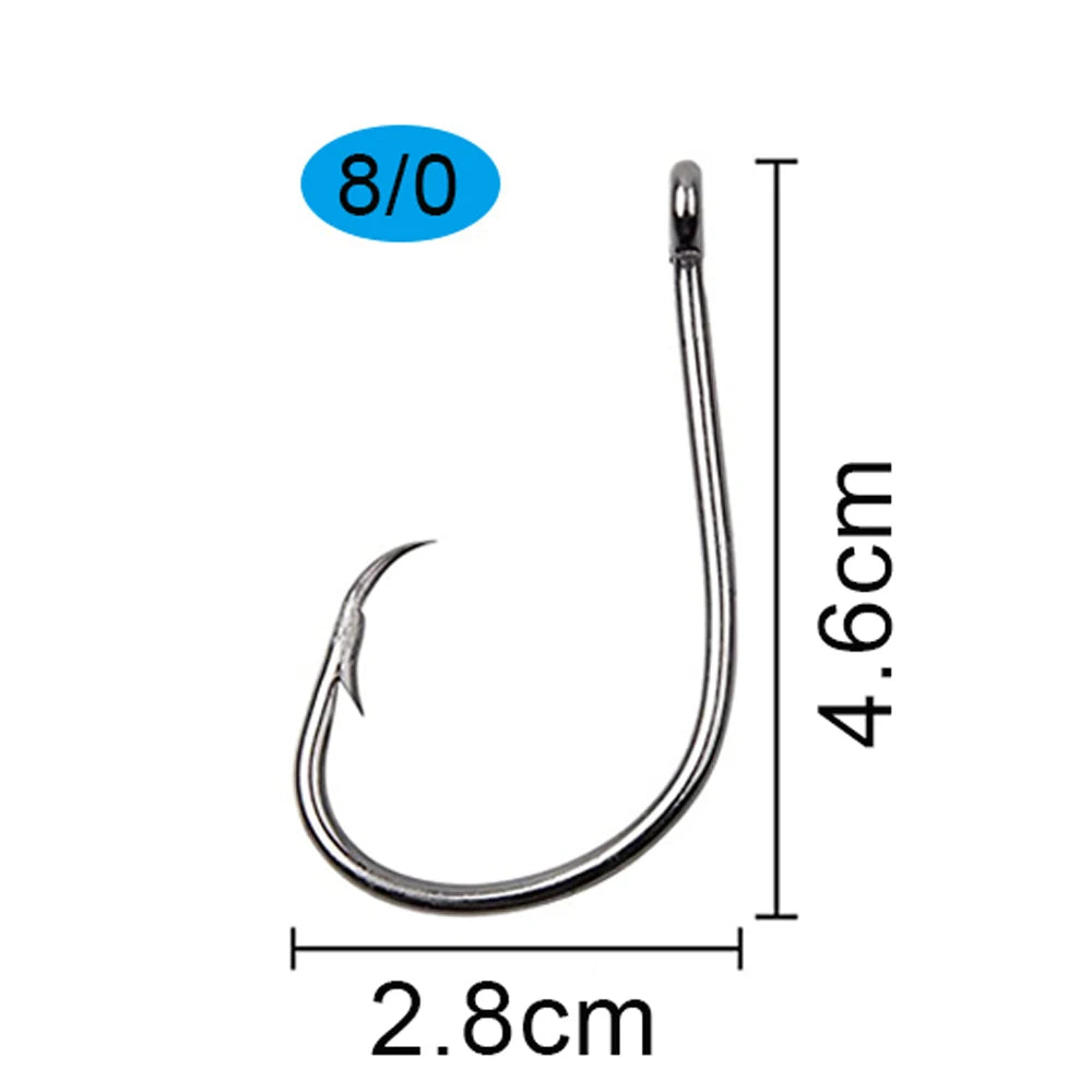 120Pcs Circle Fishing Hooks 1/0-9/0 Saltwater High Carbon Steel Fishhooks Jig Bait Rigs Catfish Octopus Barbed Hooks Tackle