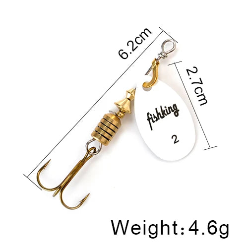 NGB Spinner Bait 3.9g 4.6g 7.4g 10.8g 15g Rotating Spinners Spoon Lures pike Metal With Treble Hooks Fishing Lure