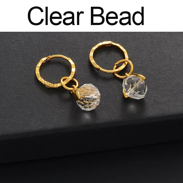 Anniyo Small Stone Earrings for Girls Women With Spring Ring Gold Color Mini Earring Marshallese Micronesia Jewelry #138806