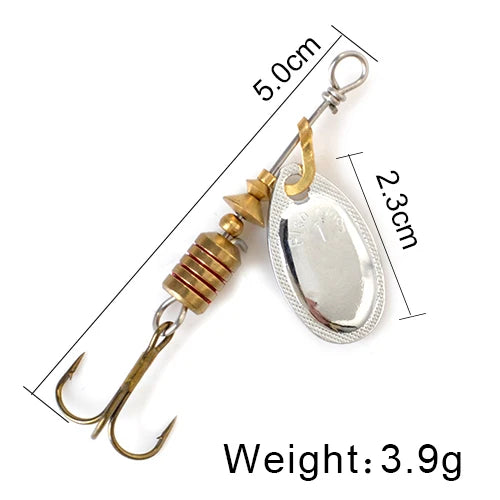 NGB Spinner Bait 3.9g 4.6g 7.4g 10.8g 15g Rotating Spinners Spoon Lures pike Metal With Treble Hooks Fishing Lure