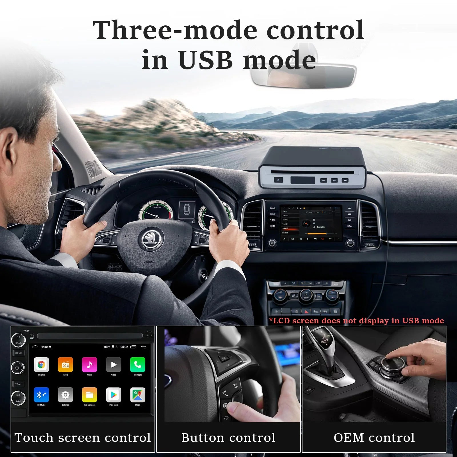 Car CD Player for Portable,  External Car CD player, Dual-Mode USB or Bluetooth CD Player with for Car All-Models, Plug and Play
